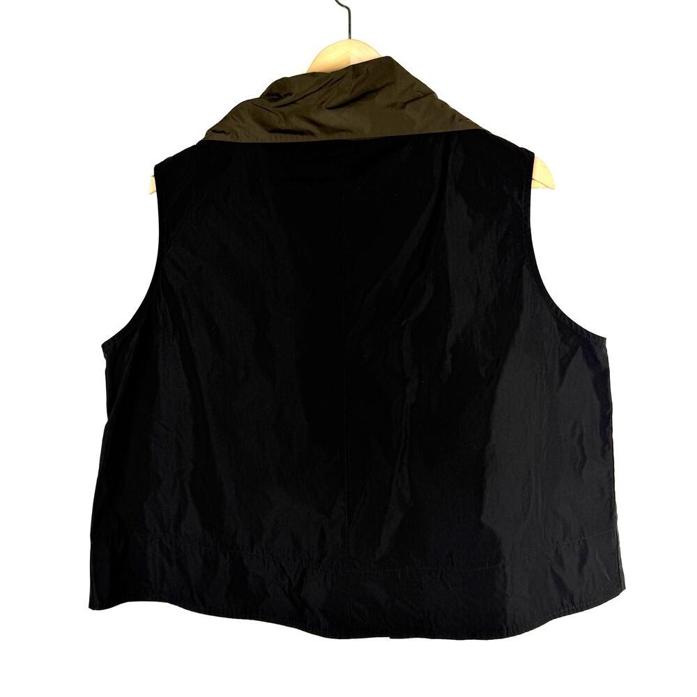 SUN KIM Raphael Vest Black Olive Green Lapel Collar Cropped Jacket Size Medium - Picture 2 of 8